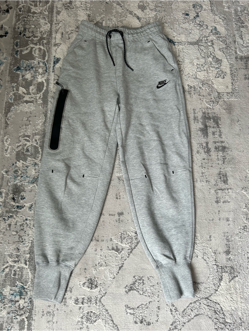 Nike Light Grey Tech Fleece Jogger Sweatpants with Black Details